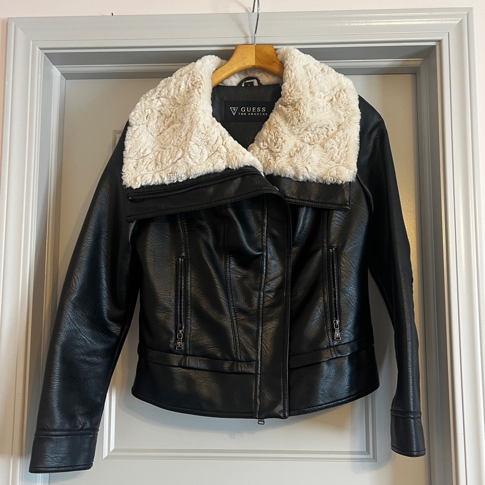 GUESS Faux Leather Black Jacket